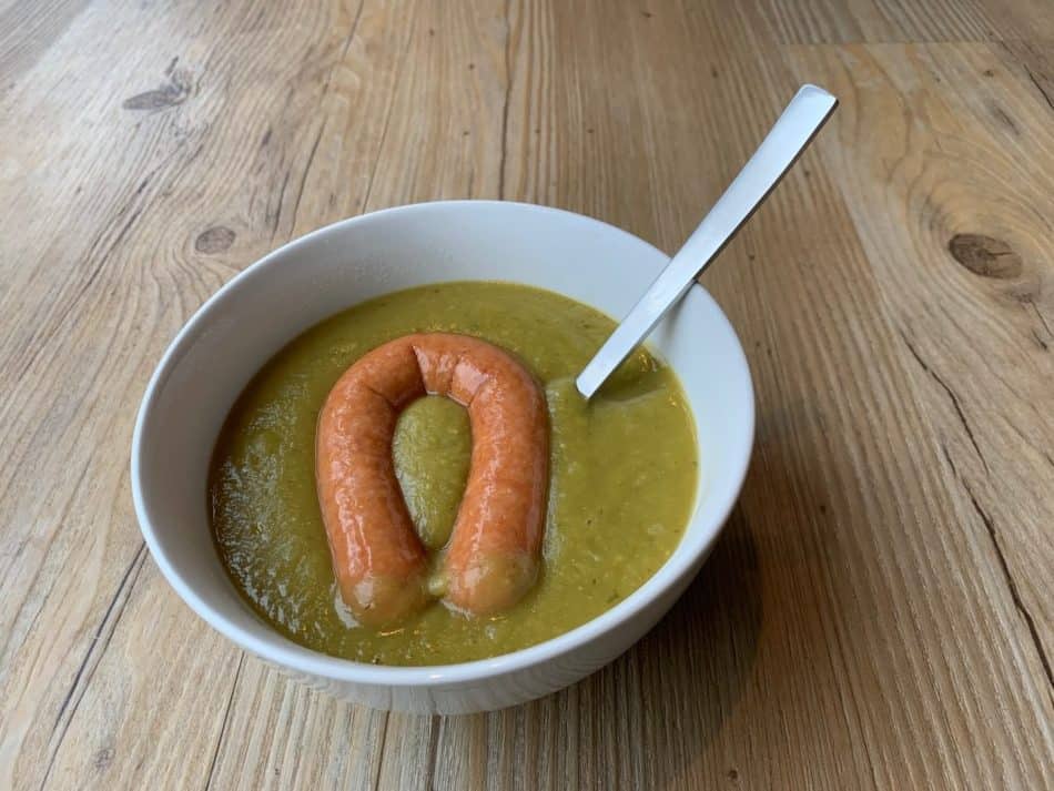 Pea soup with sausage is a traditonal Dutch winter meal