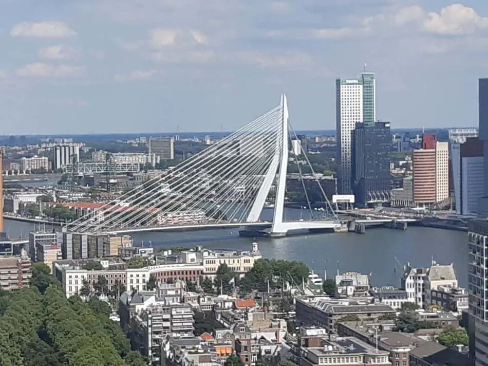 The Erasmus bridge in Rotterdam viewed from the Euromast