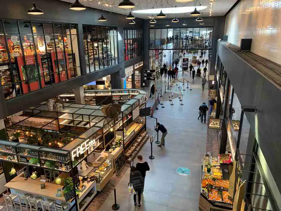 View from above of the Food Court in the Mall of The Netherlands in Leidschendam, The Netherlands