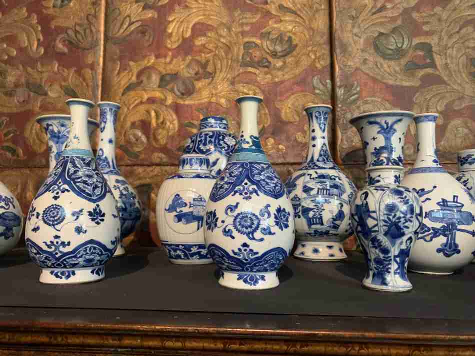 A collection of Delftware on display