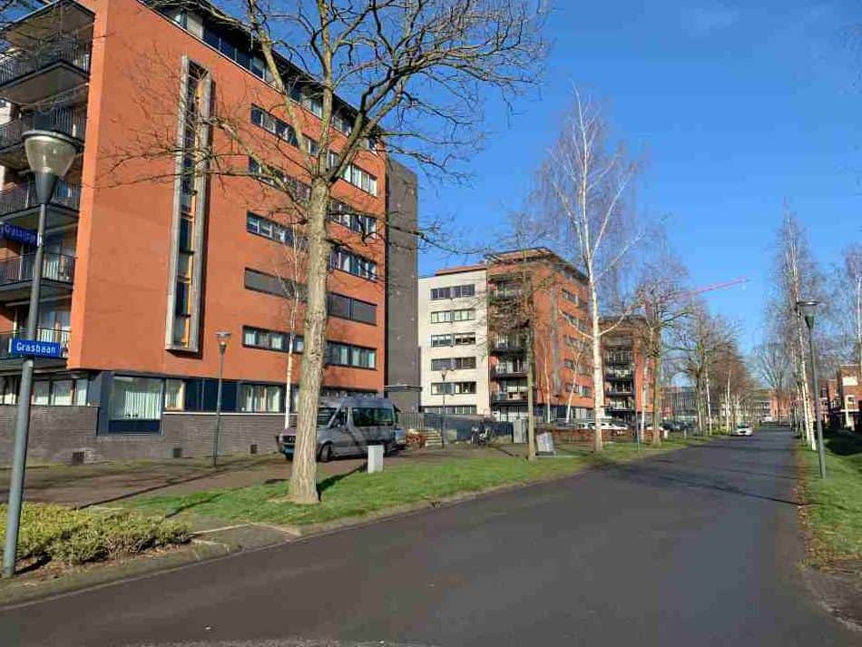 Appartment buildings in Meerhoven, a popular expat neighborhood in Eindhoven
