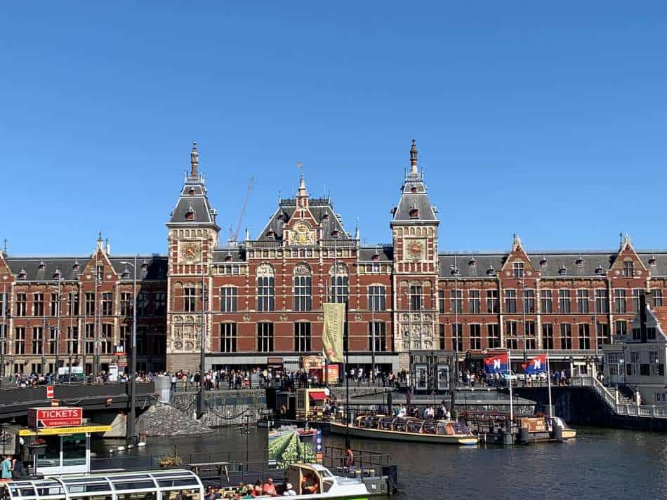 The central railway station in the center of Amsterdam