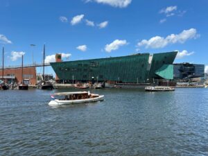 Nemo Science Museum in Amsterdam, seen from across the harbor.